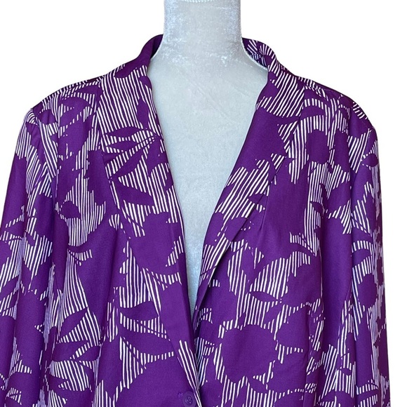 Jessica London Women’s Printed Blazer Jacket Plus Tall Size 26W Tall Purple - Picture 2 of 8